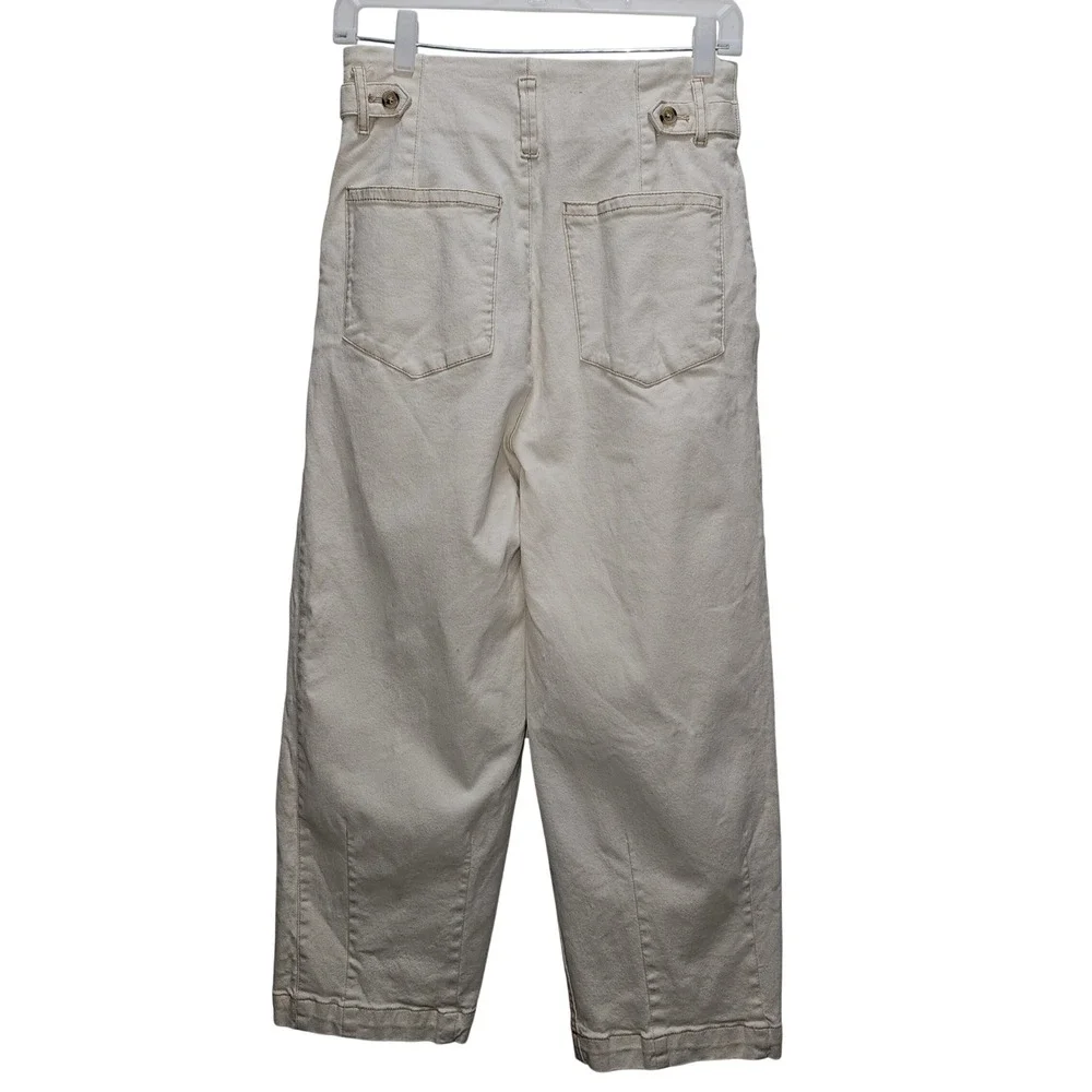 FREE PEOPLE High-Waisted Pleated Carrot Jeans Ecru Sz 2